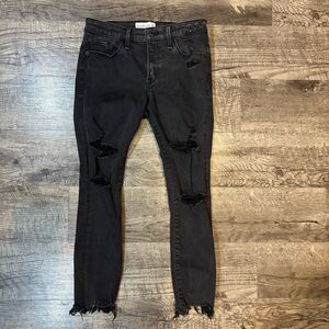 Abercrombie & Fitch Jeans Women’s 26/2S Black Mid Rise Super Skinny Ankle